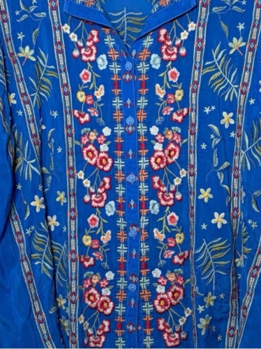 Johnny Was garden party extremely heavily embroidered peasant blouse NWT - Picture 6 of 10